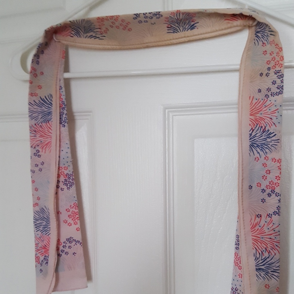 Beautiful pink scarf, small blue and pink flowers